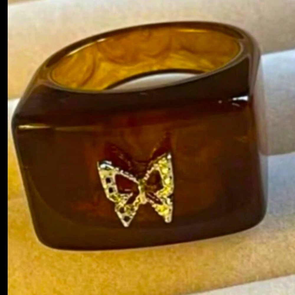 Acrylic Square Butterfly Ring